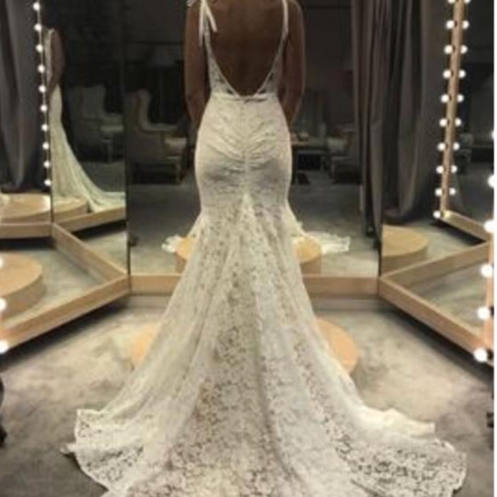 Inbal Dror White Lace Crochet Wedding Dress - Picture 3 of 5